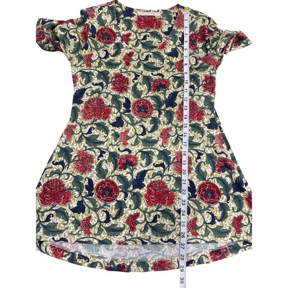 Peruvian Connection Floral Tunic Top Green Red Soft Stretch Womens Size S - Picture 6 of 7